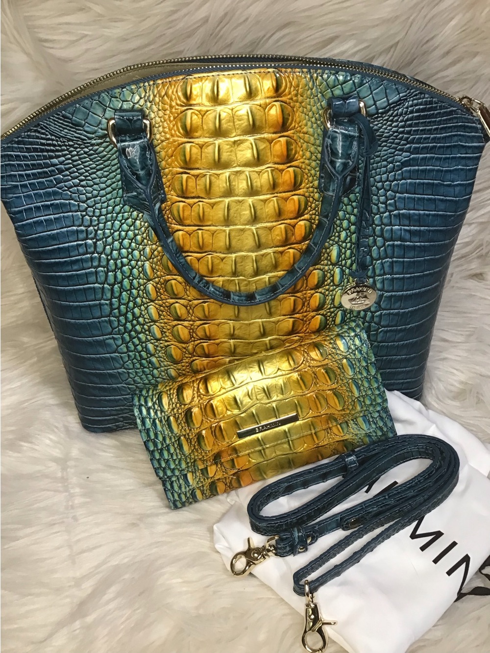 Brahmin Lrg Duxbury Bermuda ombré SET w Cordelia wallet